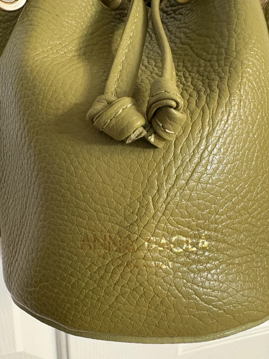 Anna Paola Olive Green Italian Leather Bucket Bag - photo 5