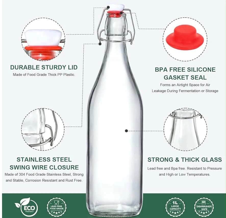 8 PACK Swing Top Glass Bottles w/ 2 Funnels - photo 2