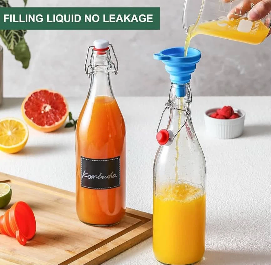 8 PACK Swing Top Glass Bottles w/ 2 Funnels - photo 3