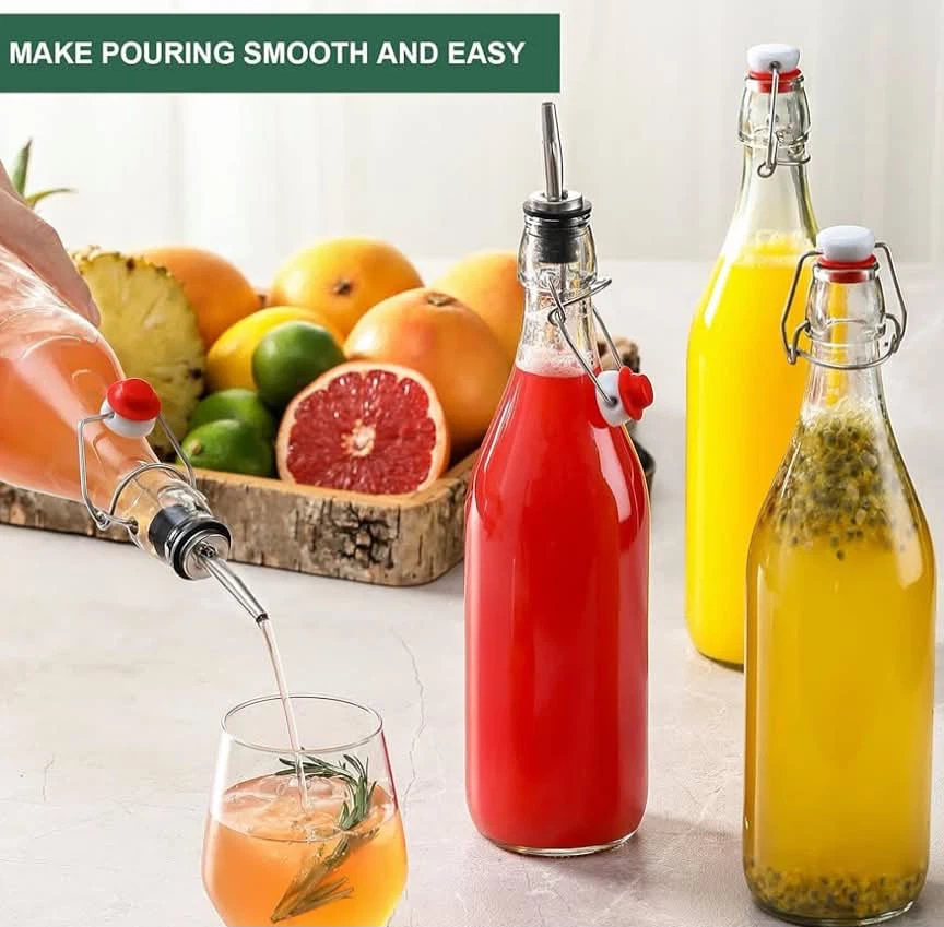 8 PACK Swing Top Glass Bottles w/ 2 Funnels - photo 4