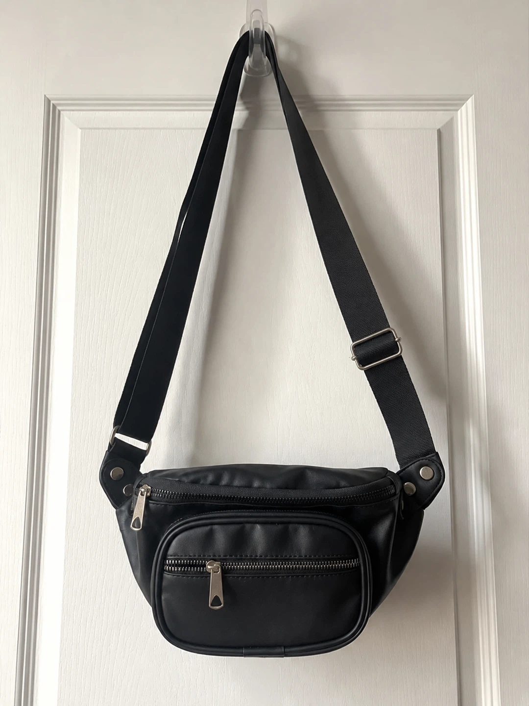 Black Faux Leather Fanny Pack Belt Bag - photo 3