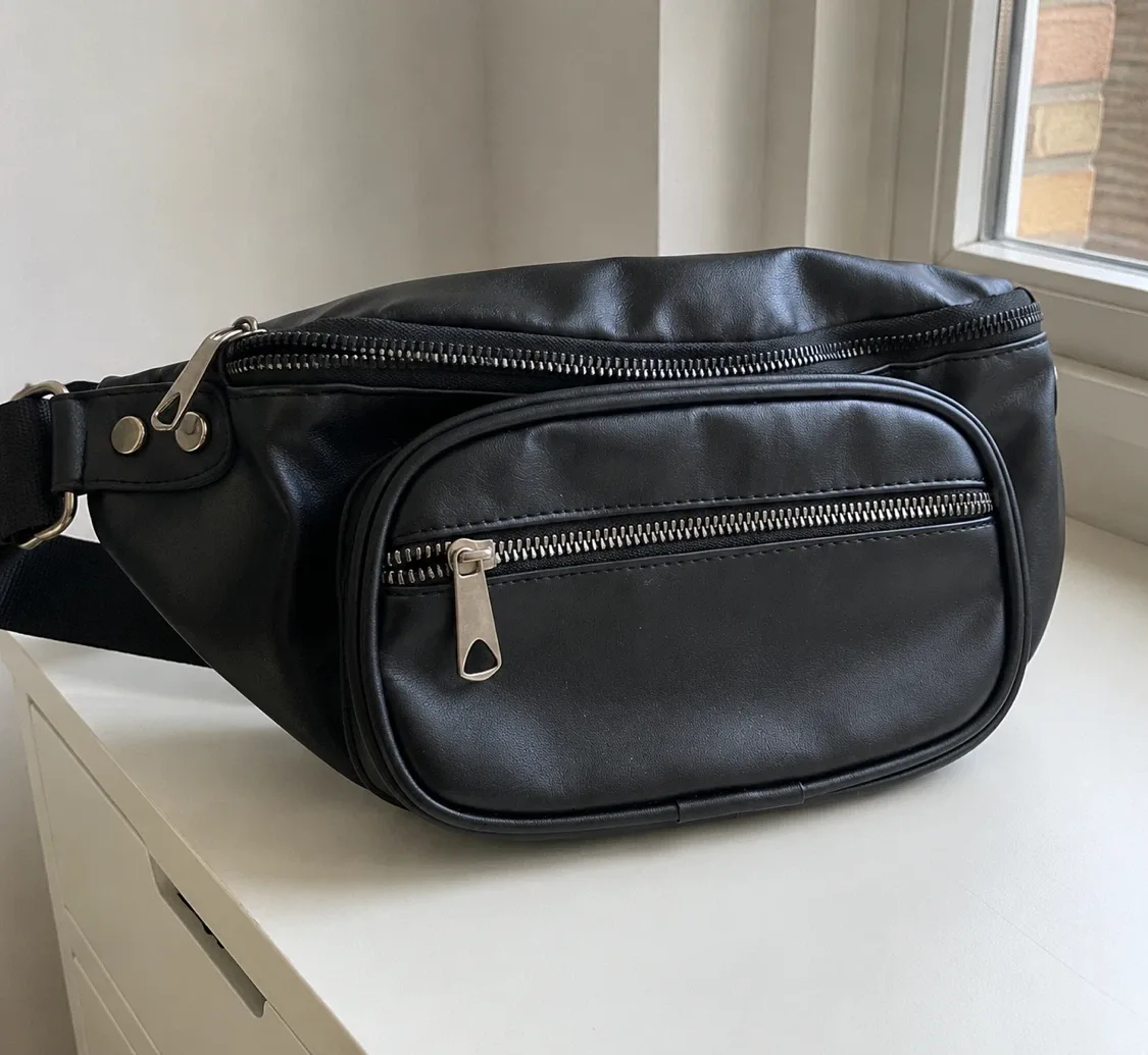 Black Faux Leather Fanny Pack Belt Bag - photo 4