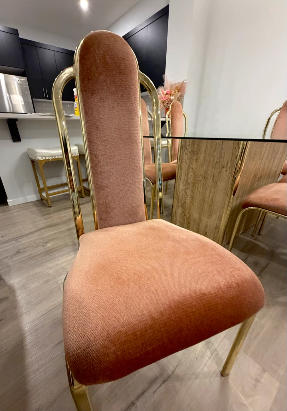 Glass Dining Set with 6 Brass Chairs - photo 5