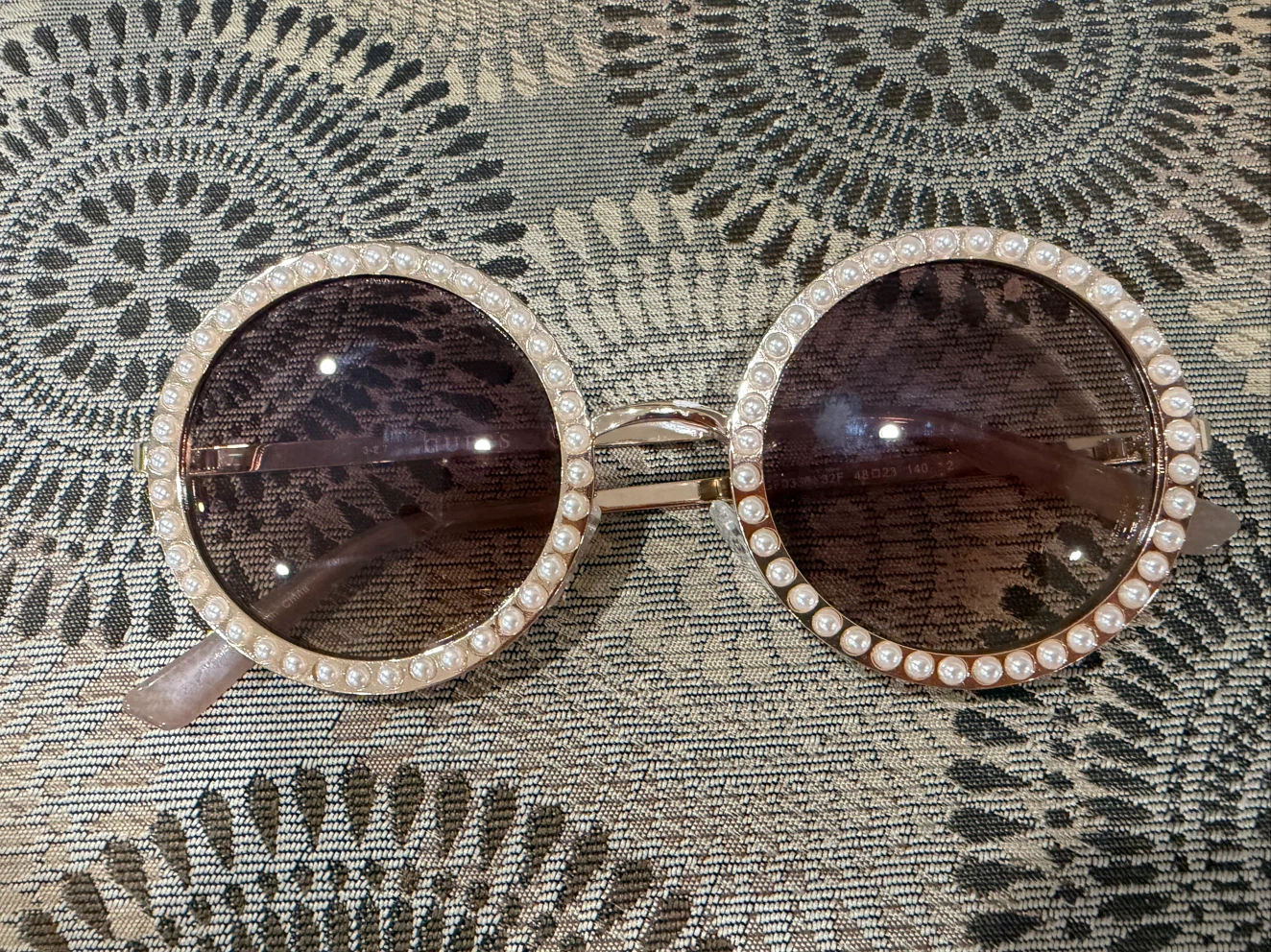 Guess Pearl Embellished Round Sunglasses