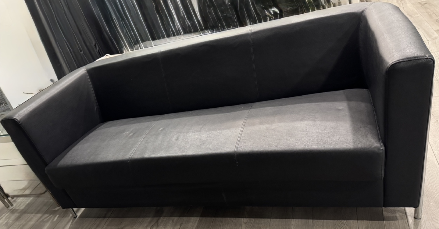 Black Faux Leather Sofas - Set of 2 - photo 2