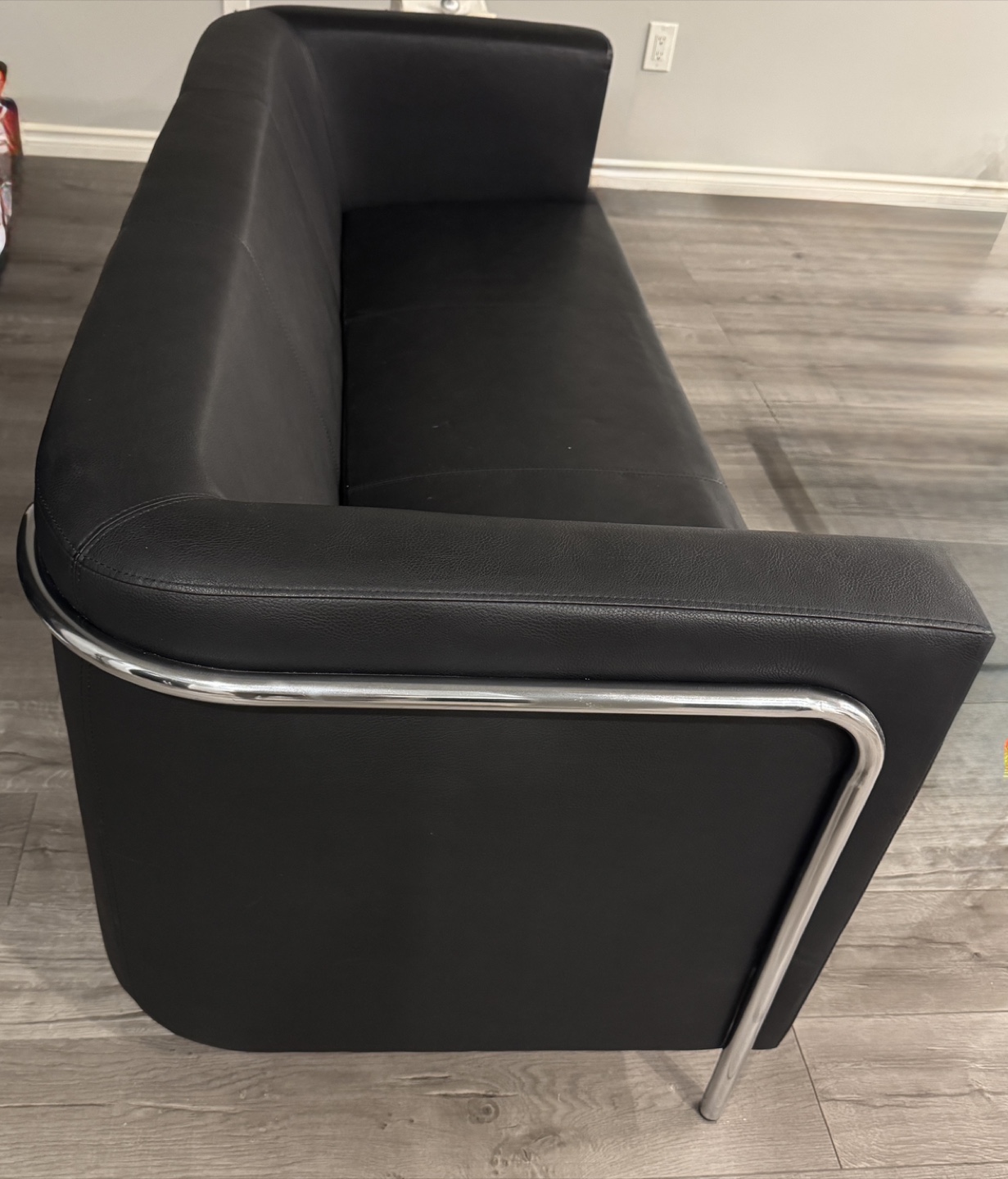 Black Faux Leather Sofas - Set of 2 - photo 3