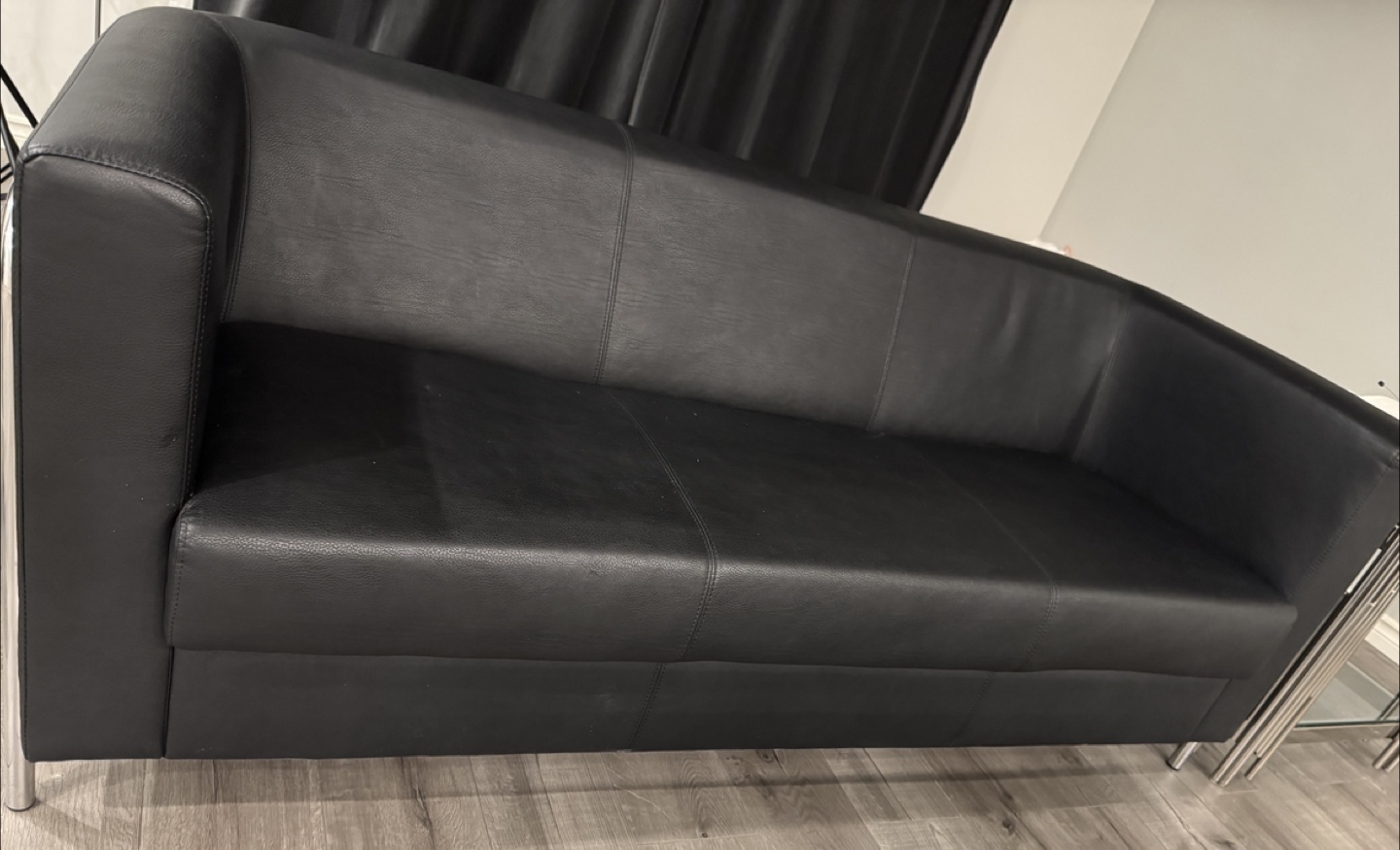 Black Faux Leather Sofas - Set of 2