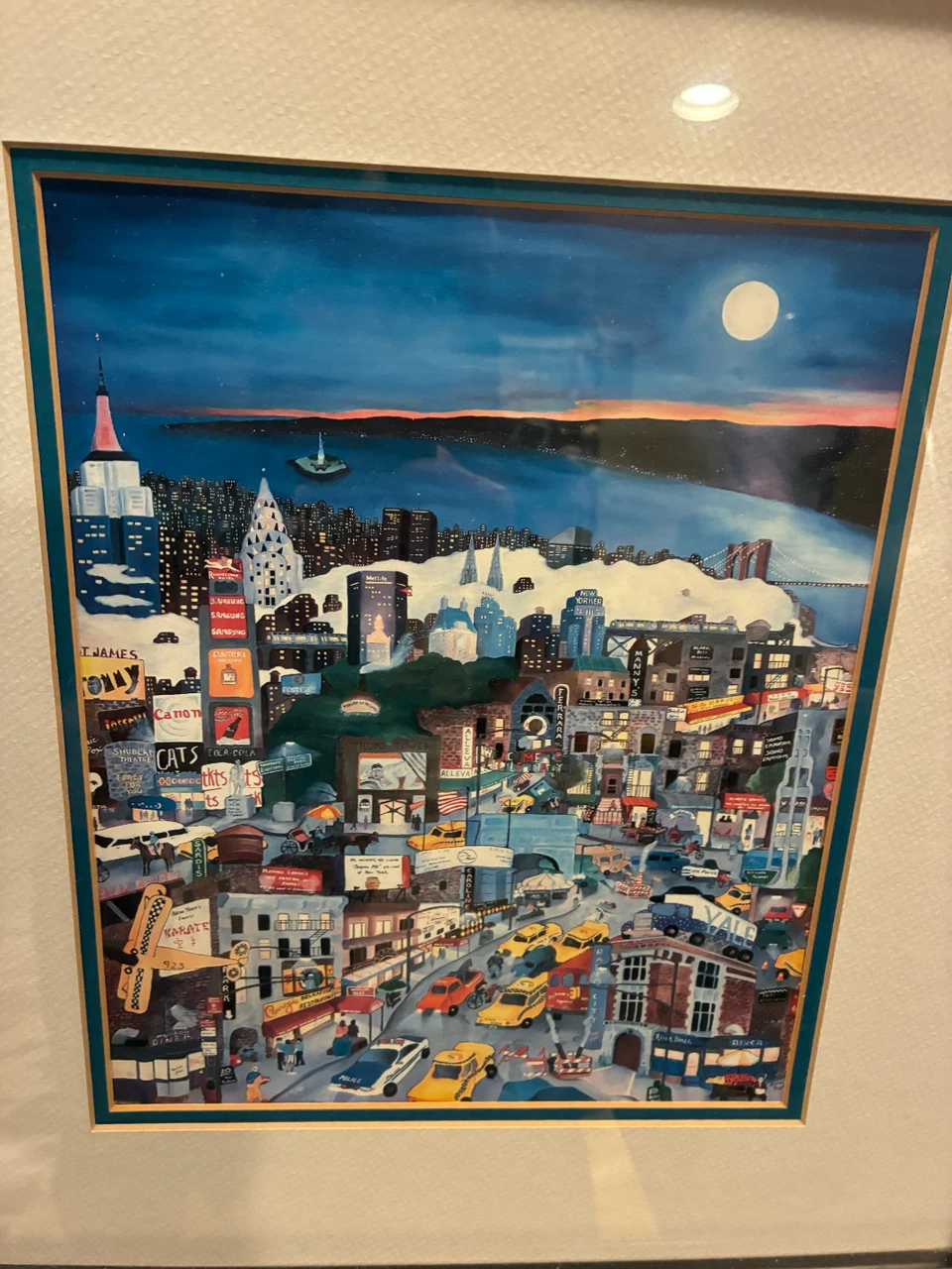 Plate Signed Litho "Moonlight Over Manhattan" by Pergola - photo 4