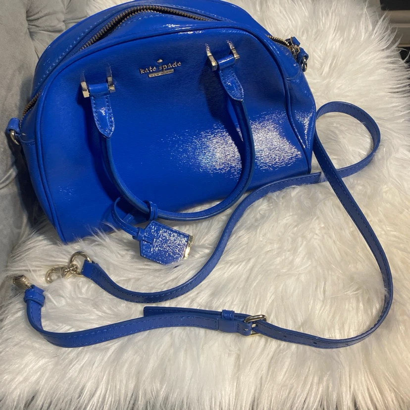 Kate Spade Blue Patent Leather Satchel Handbag