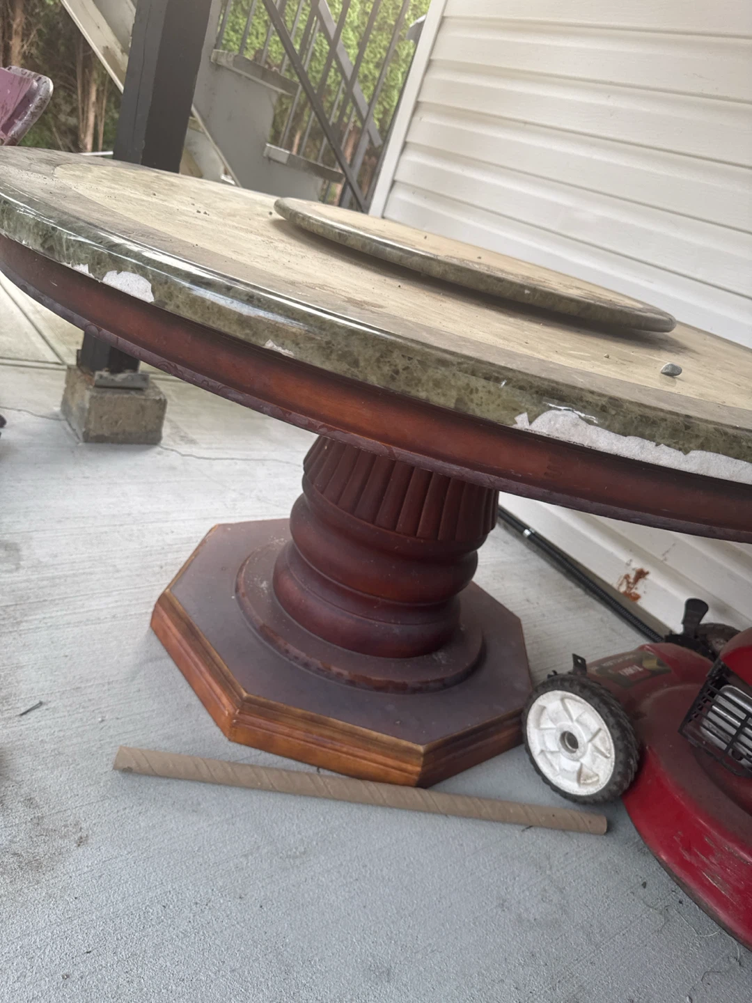Round Pedestal Dining Table with Marble Top - photo 2