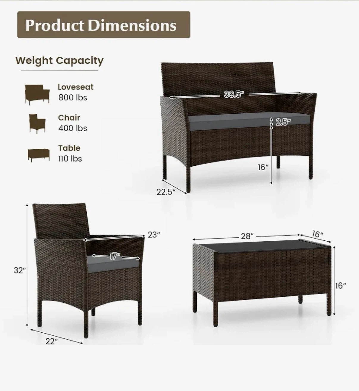 New in box! 4-Piece Rattan Furniture Set - photo 4