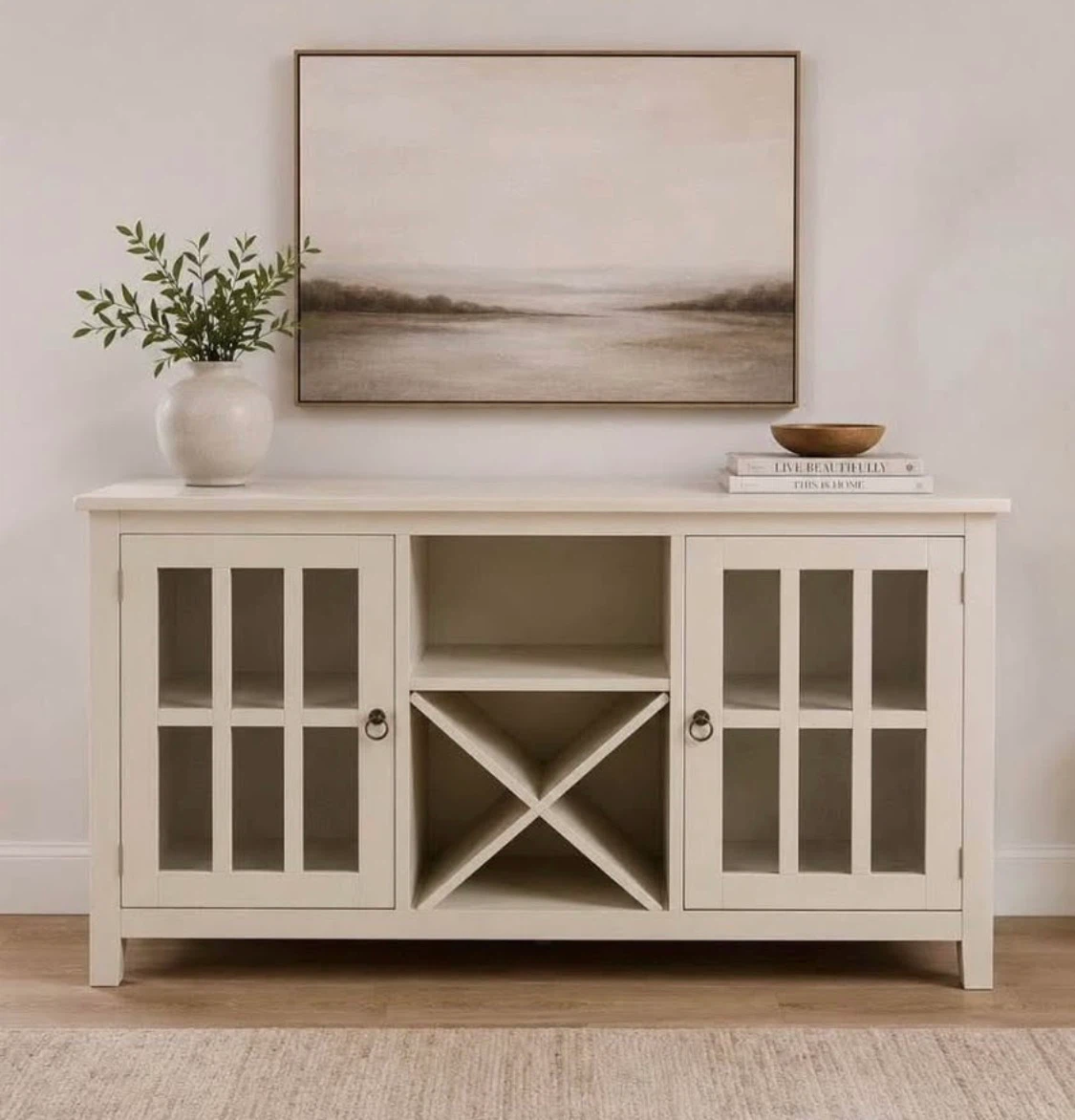 New Antique White Storage Buffet Wine Cabinet