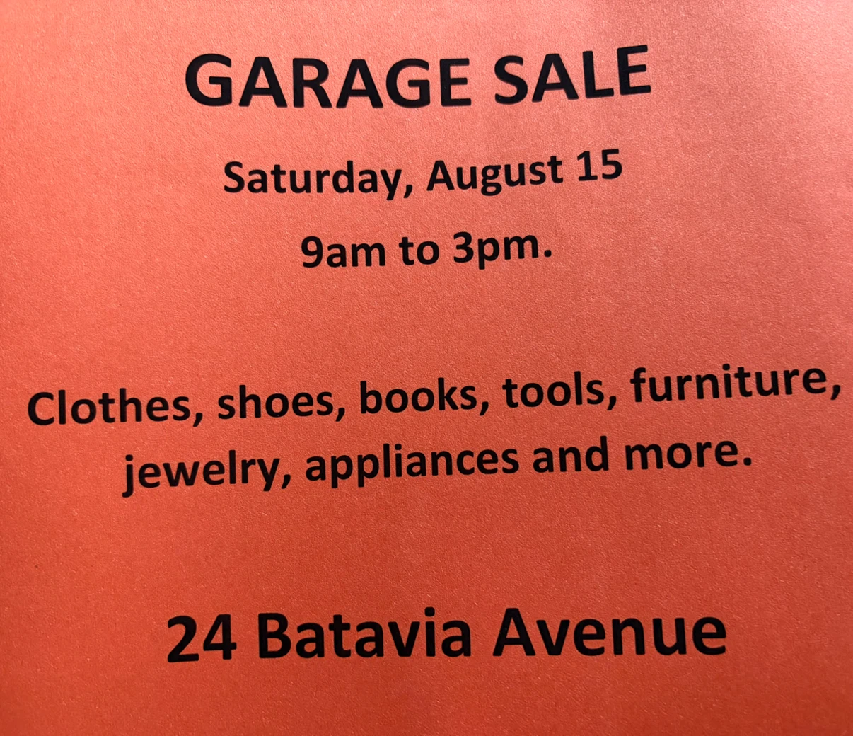 Garage Sale - 24 BATAVIA AVENUE