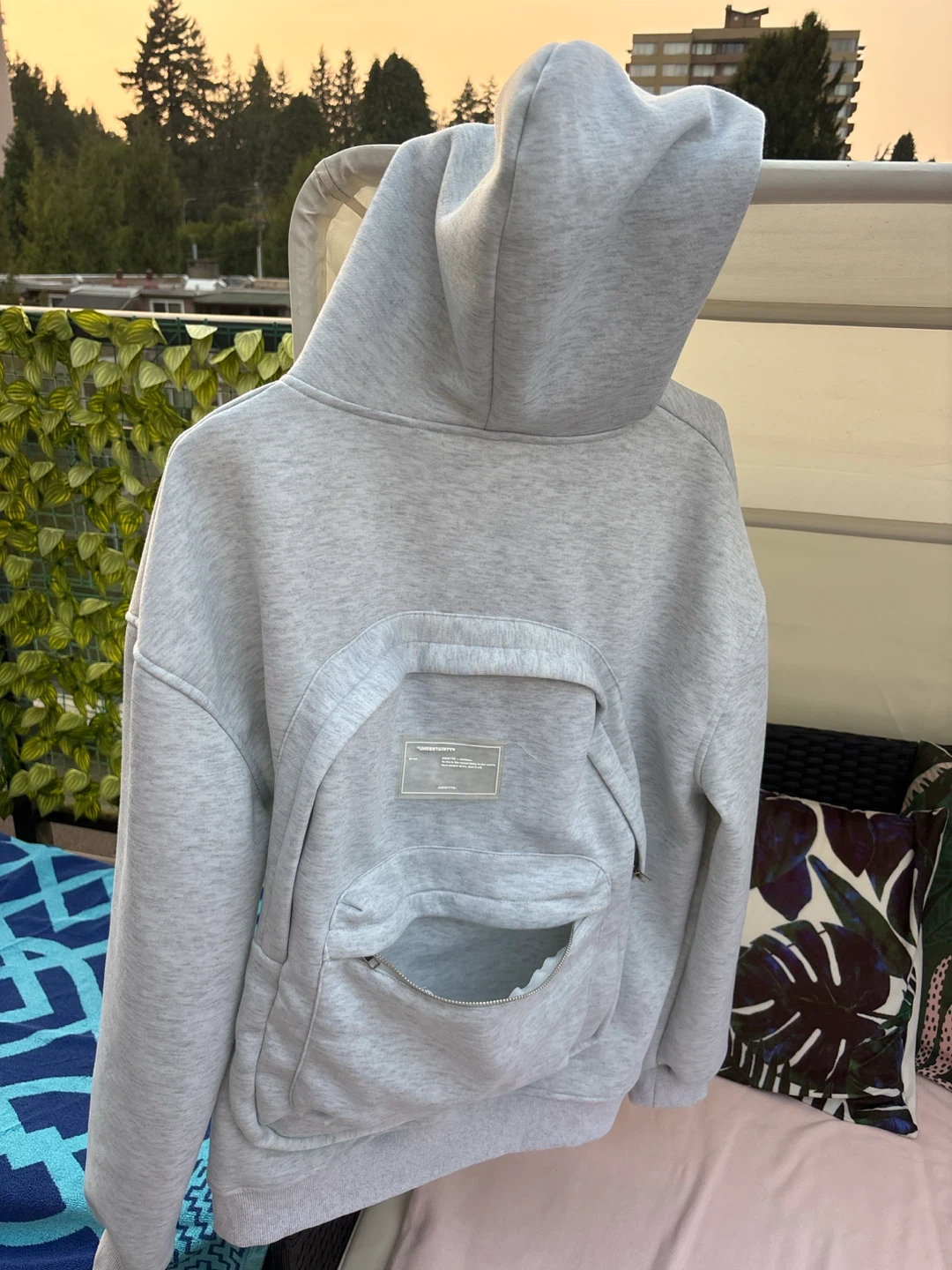 XL Grey Hoodie Backpack - photo 4