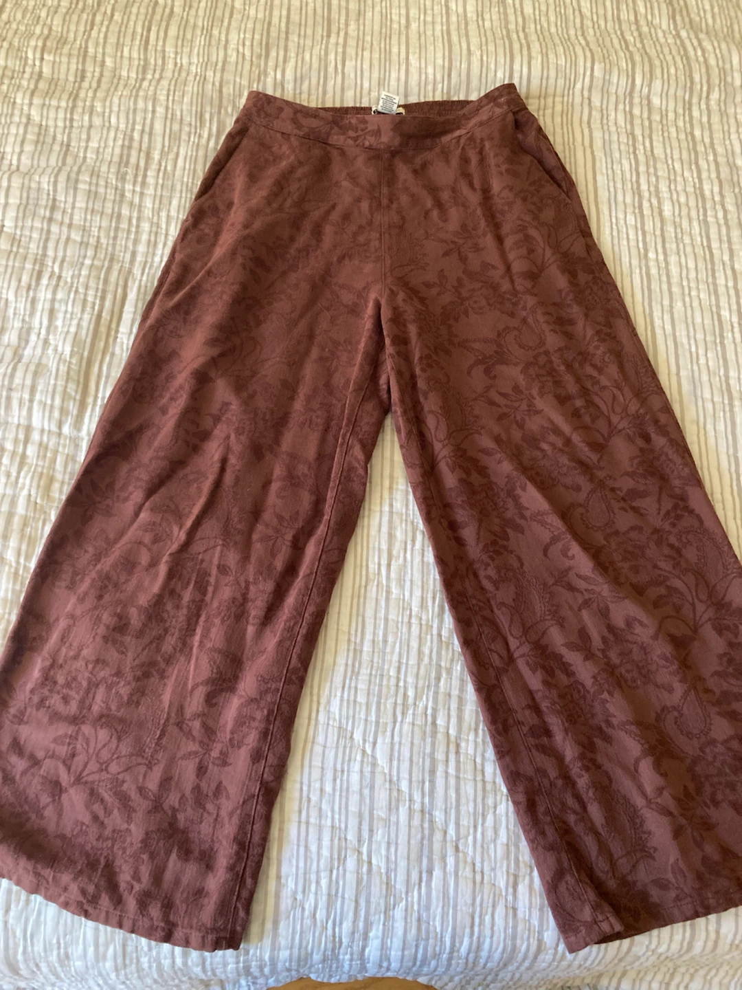 Women's Wide Leg Damask Linen Pants