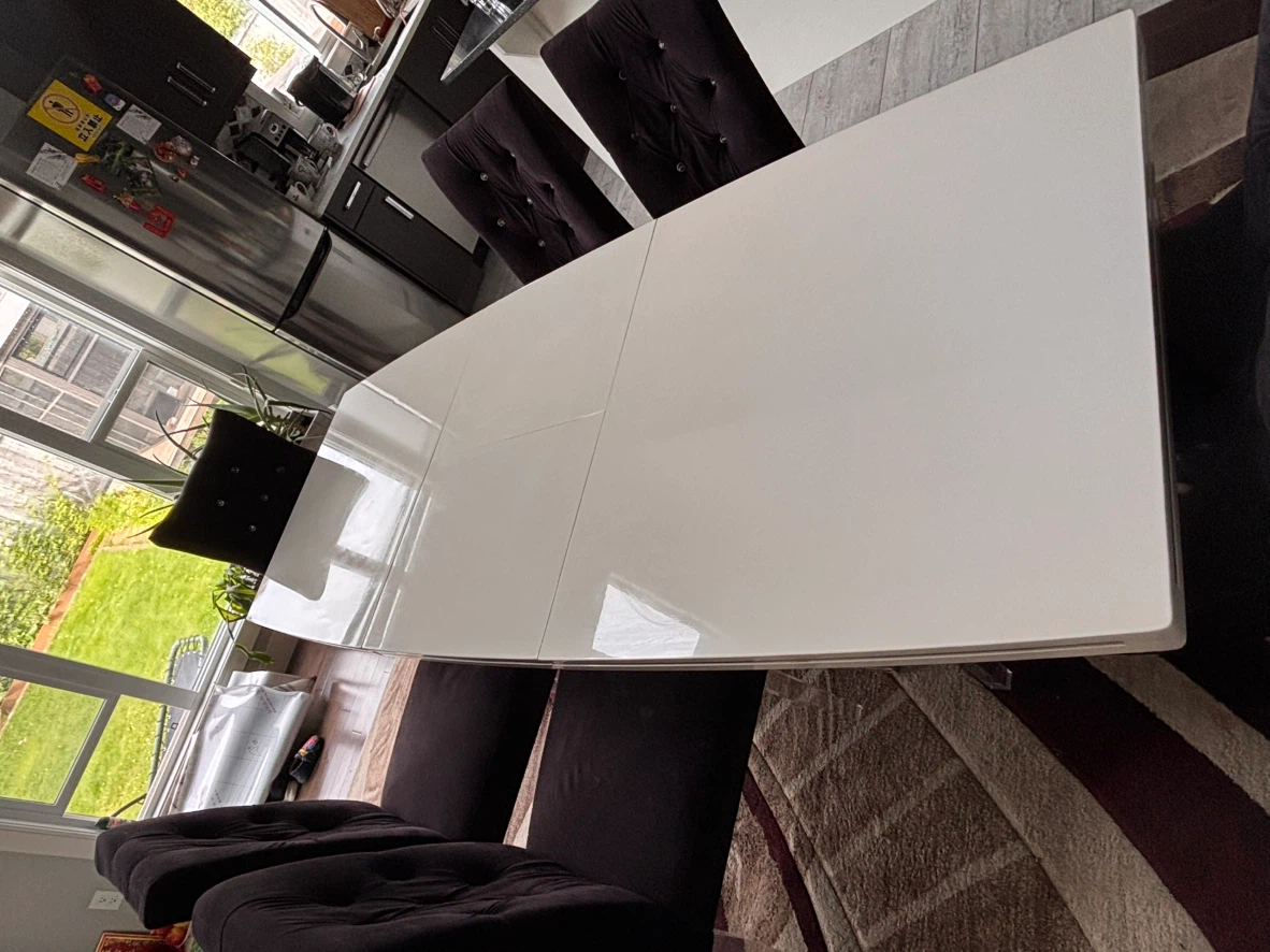 White Extendable Dining Table with 6 Chairs - photo 3