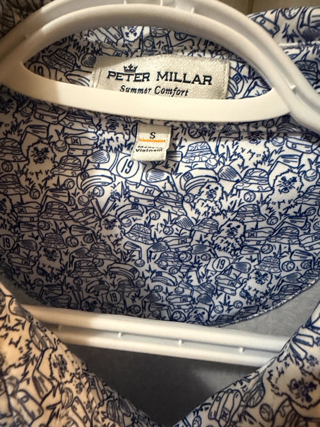 Peter Millar Summer Comfort Polo Shirt - Blue Pattern - Size S - photo 2