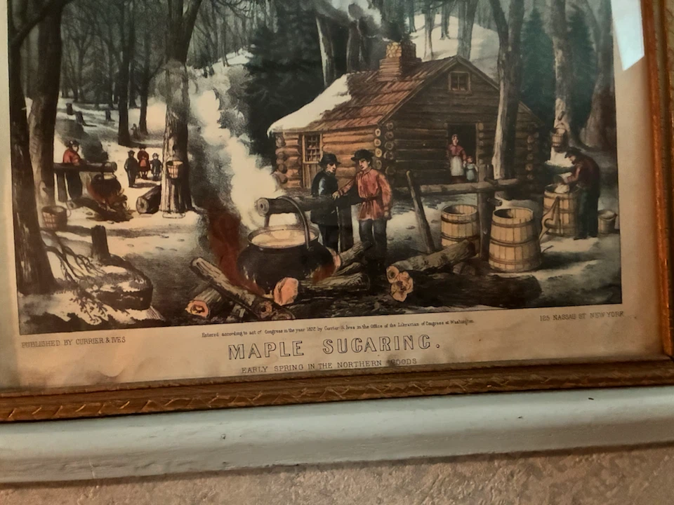Currier & Ives "Maple Sugaring" Lithograph - photo 3