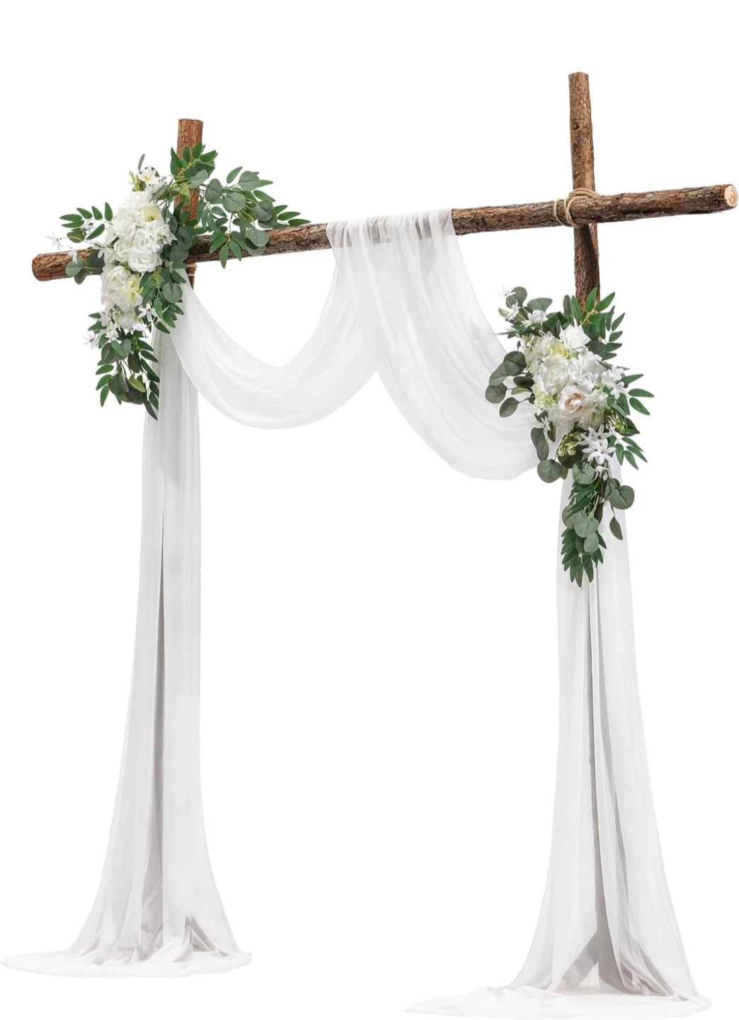 White Wedding Arch Drapes and Flower Garland Set