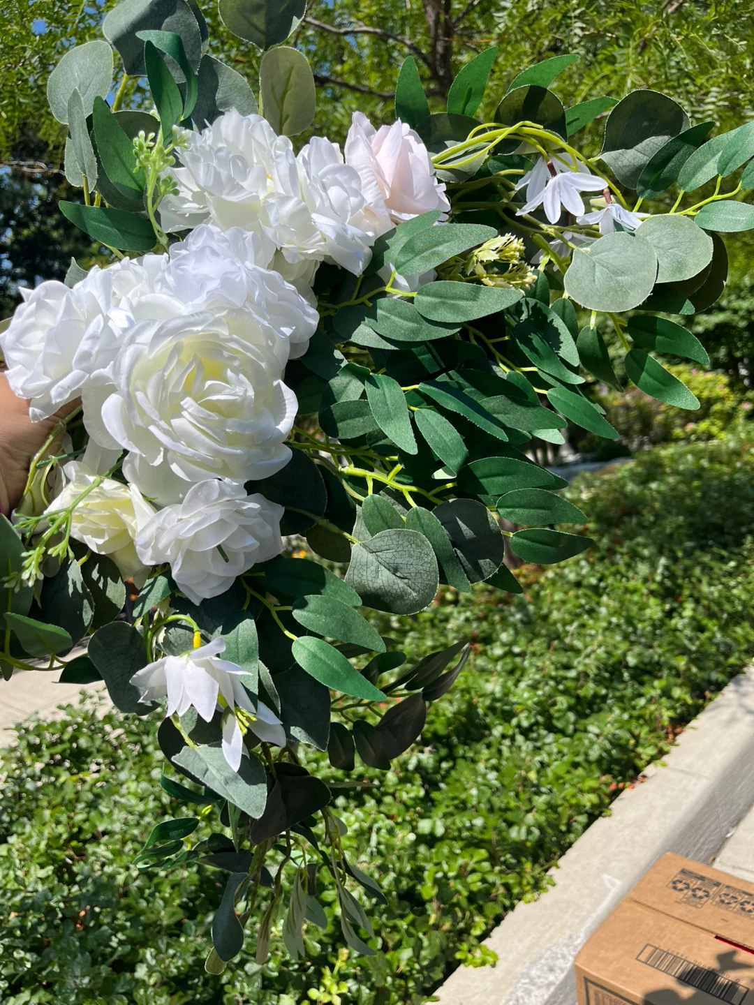 White Wedding Arch Drapes and Flower Garland Set - photo 2