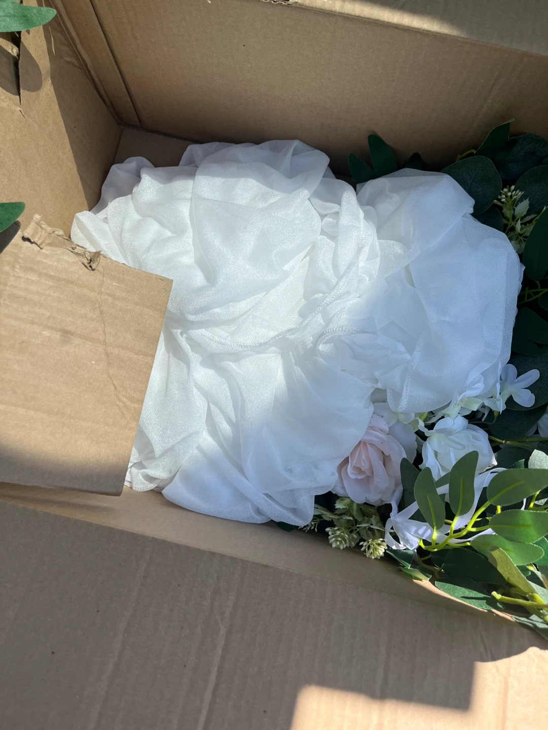 White Wedding Arch Drapes and Flower Garland Set - photo 4