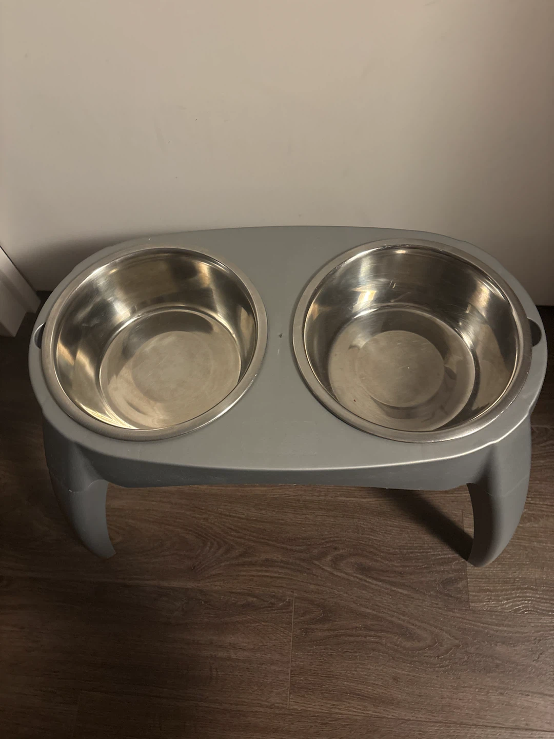 Grey Pet Feeder with Two Stainless Steel Bowls - photo 2