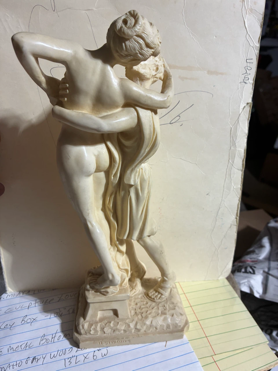 Vintage A. Santini Italy Carved Lovers Sculpture