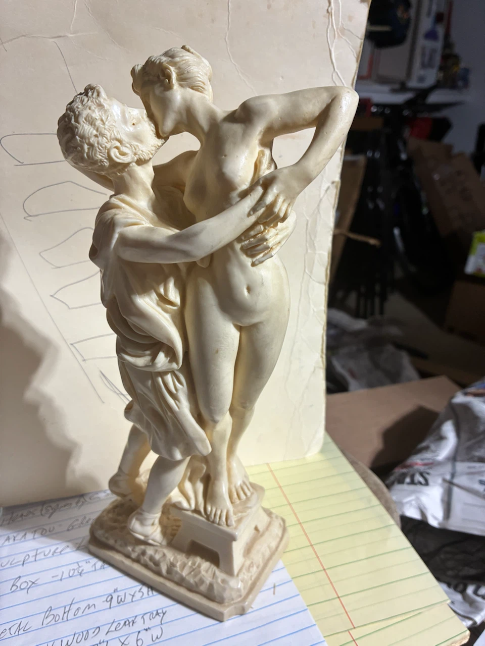 Vintage A. Santini Italy Carved Lovers Sculpture - photo 2