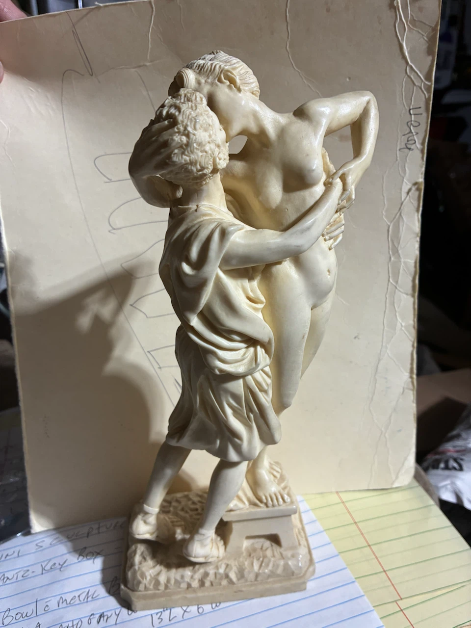 Vintage A. Santini Italy Carved Lovers Sculpture - photo 3