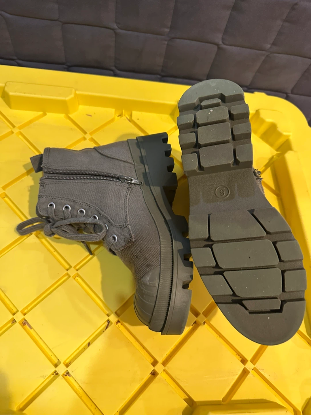 Olive Green Lace-Up Combat Boots - photo 4