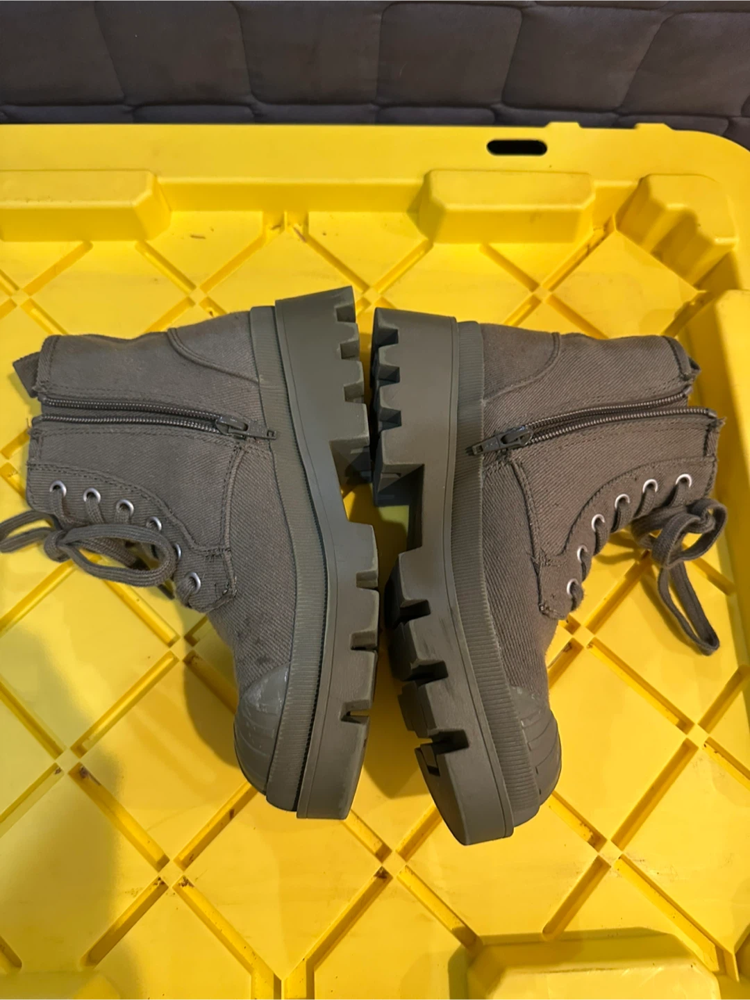 Olive Green Lace-Up Combat Boots - photo 5