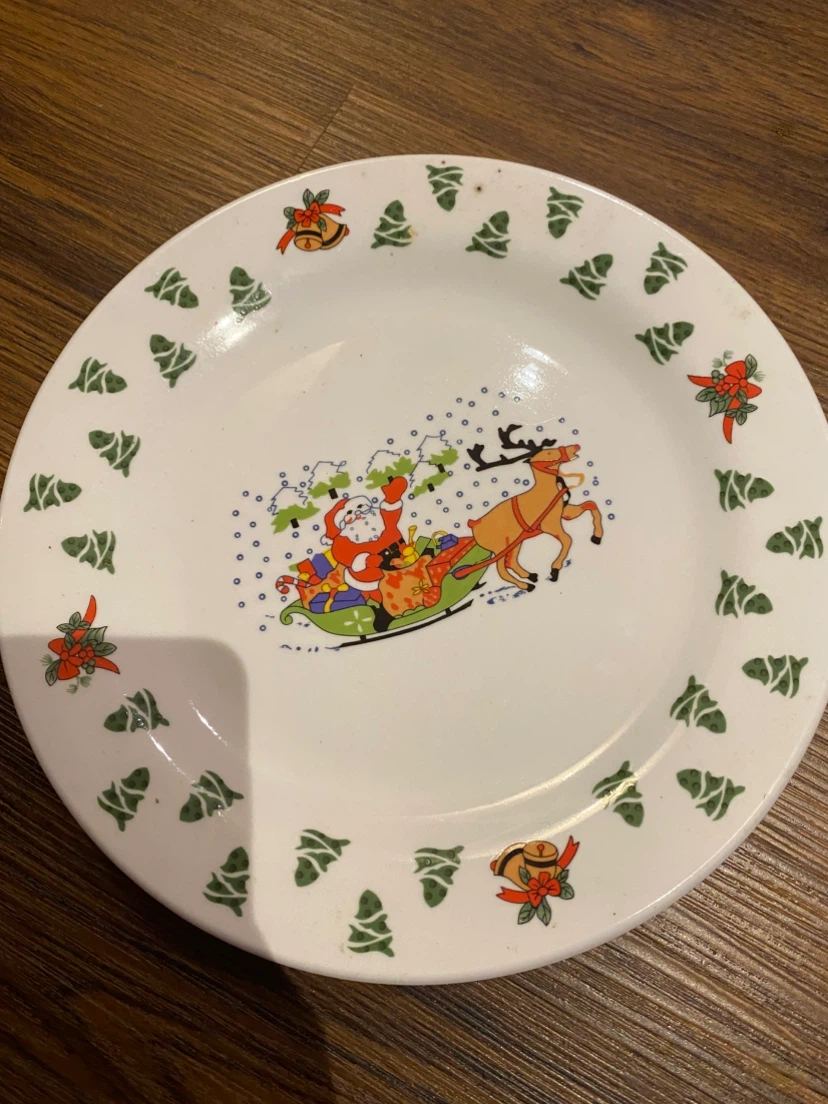 Christmas Plate with Santa and Reindeer