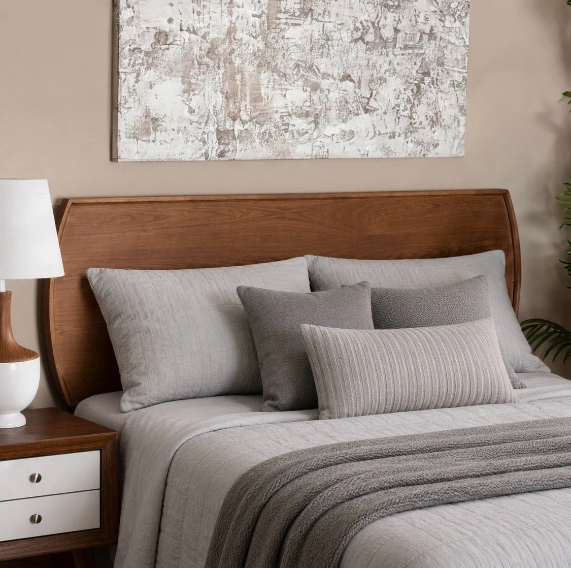 New King Size Mid Century Modern Wood Headboard