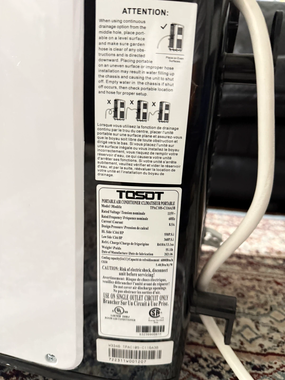 TOSOT 10,000 BTU(ASHRAE) 6,000 BTU (DOE) Portable AC - photo 4