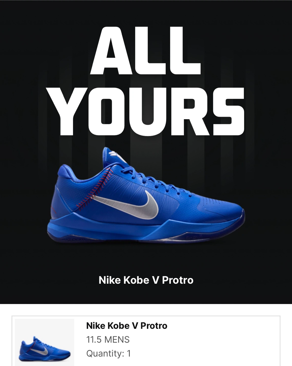 Kobe 5 Dodgers size 11.5 Men’s/13 Women’s