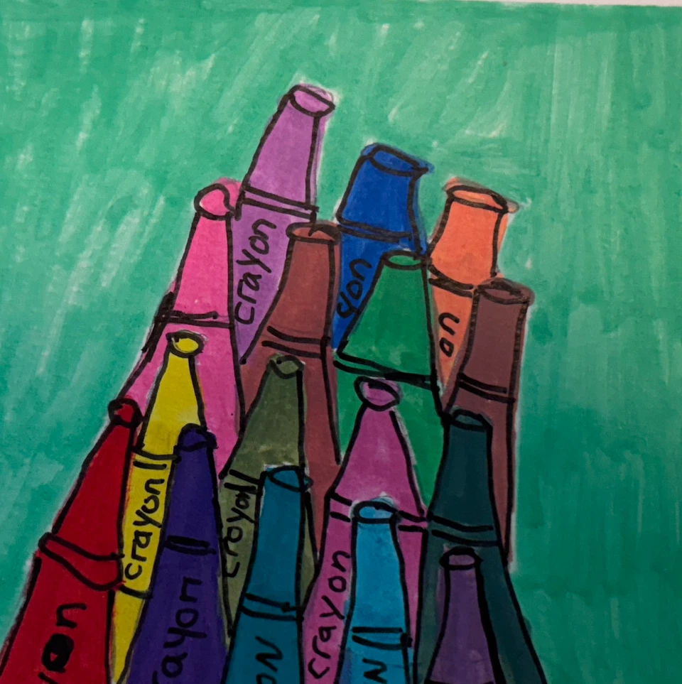 Framed Crayon Drawing Original paintings