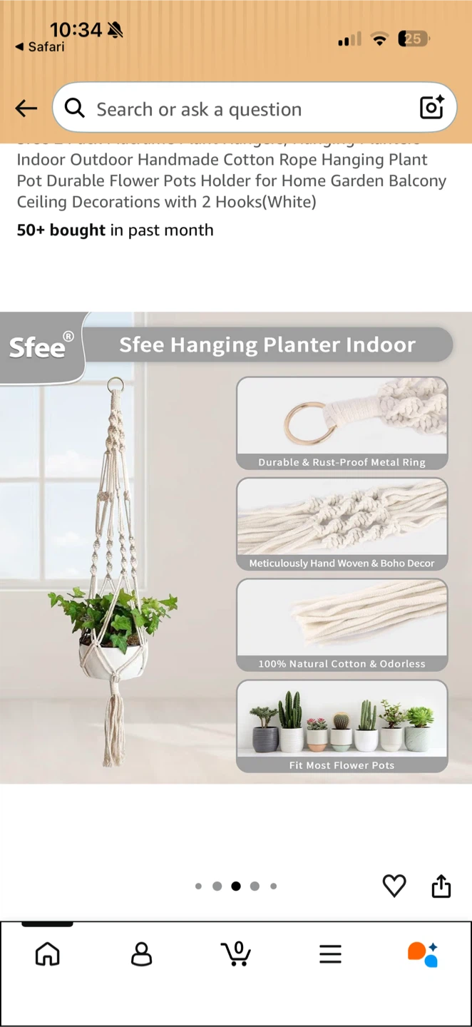 1 Sfee Macrame Plant Hanger (White) - photo 2
