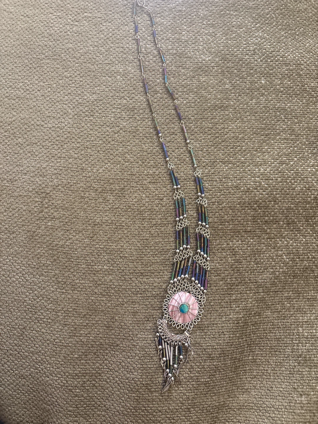 Boho Beaded Necklace with Pendant