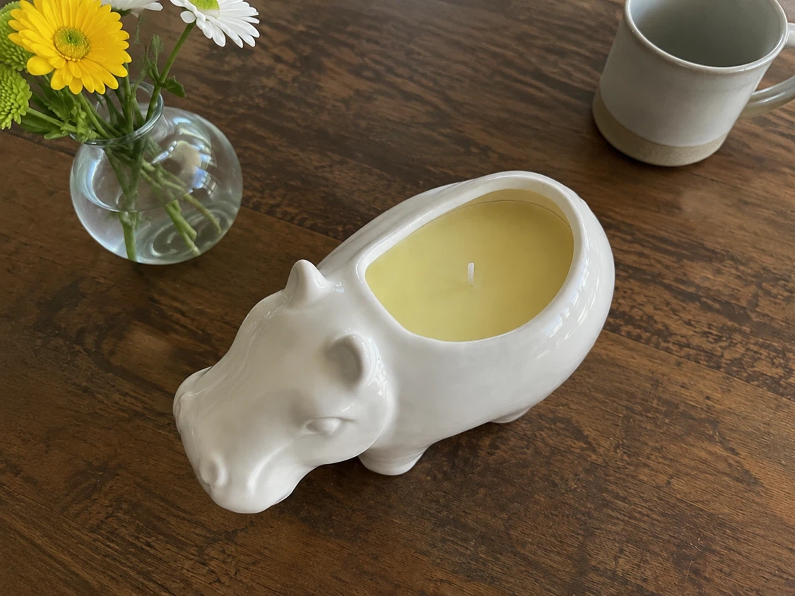 White Hippo Candle Holder - photo 2