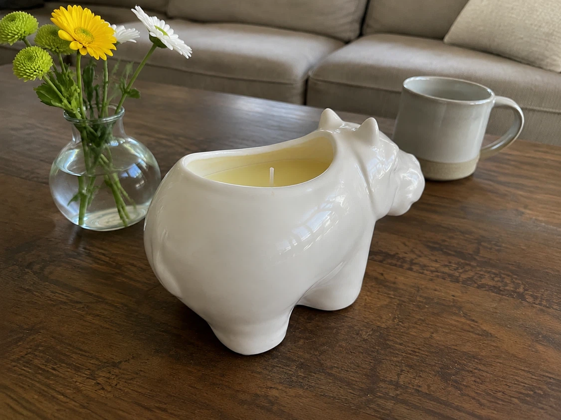 White Hippo Candle Holder - photo 3