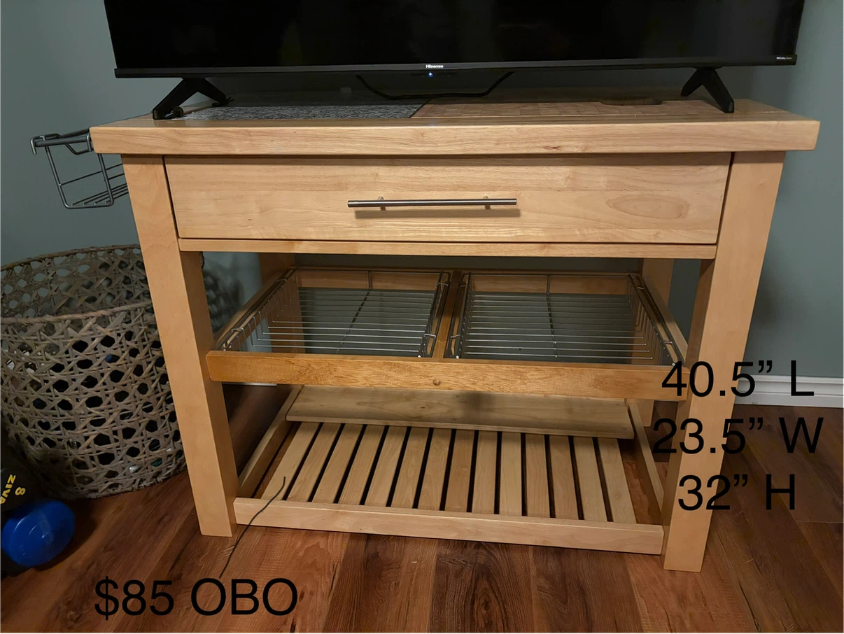 Wooden Kitchen Island Cart with Butcher Block/Granite Top