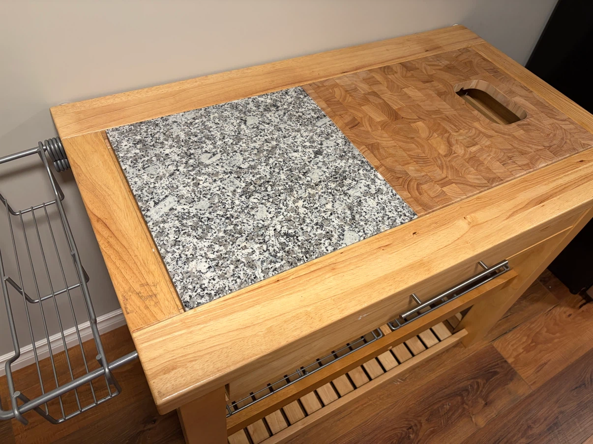 Wooden Kitchen Island Cart with Butcher Block/Granite Top - photo 2