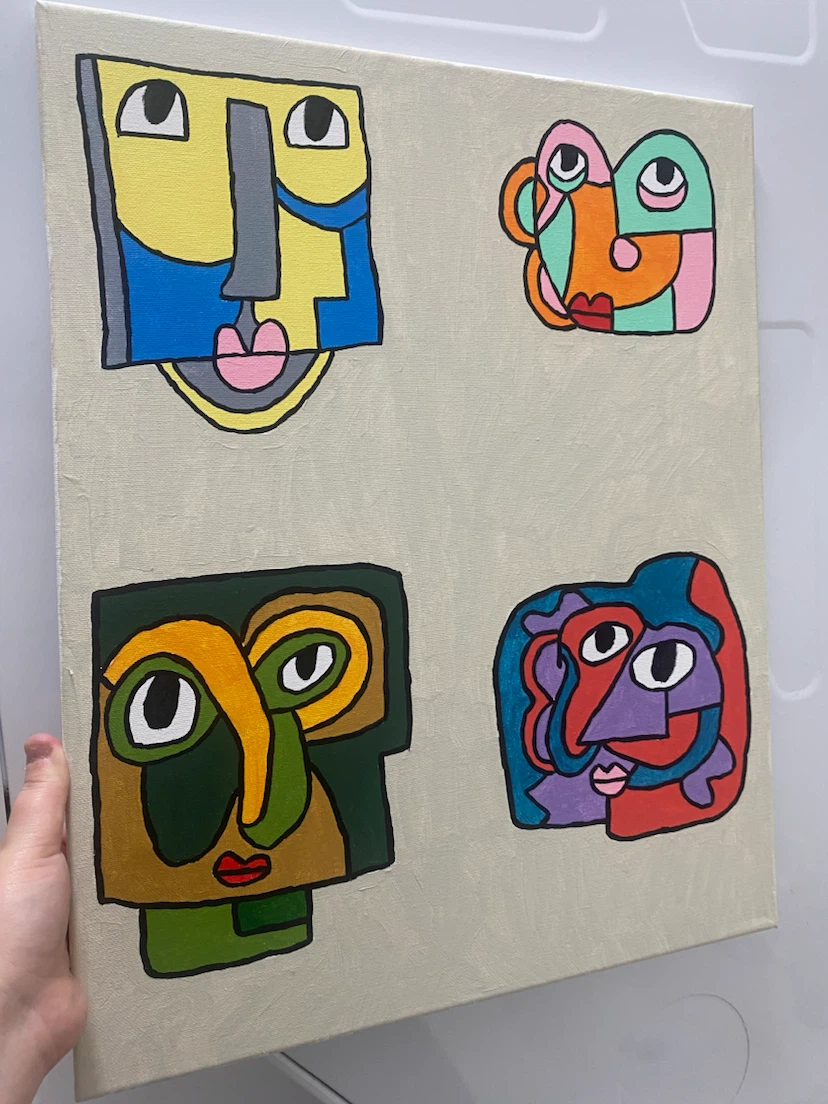 Canvas Art with Four Abstract Faces