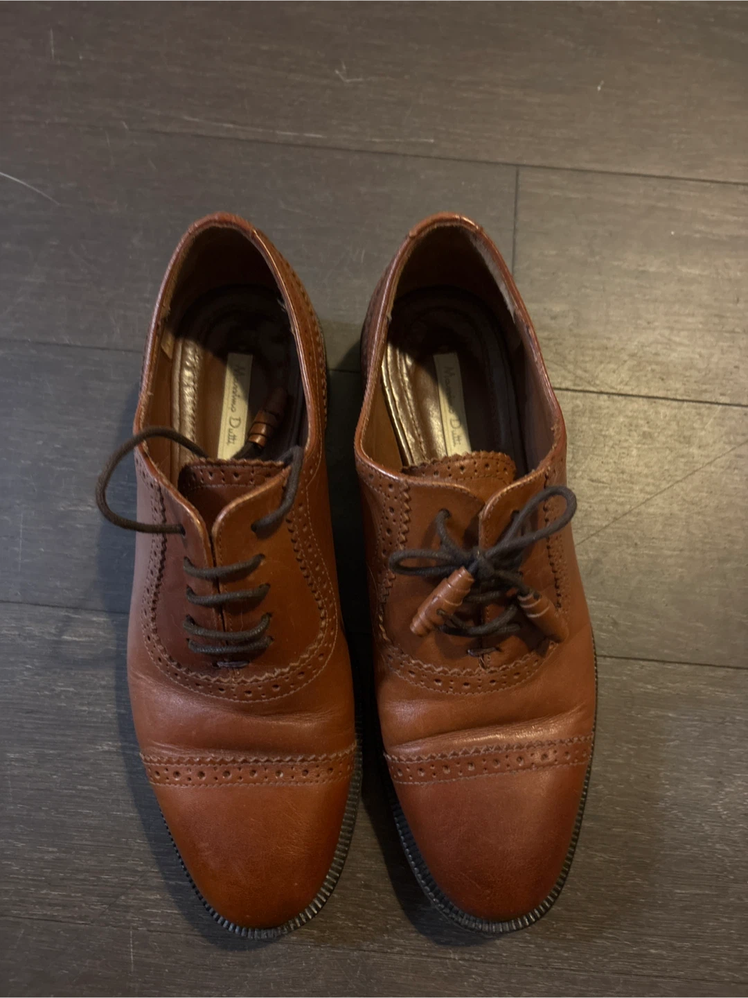 Massimo Dutti Brown Leather Brogues Size 38