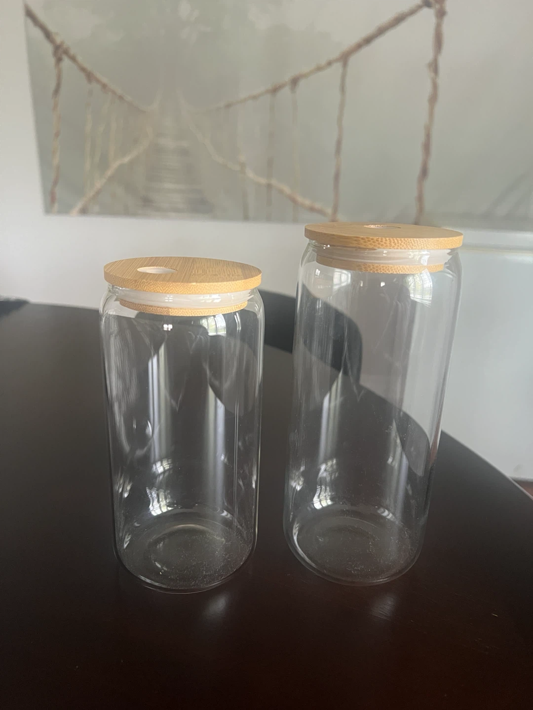 Clear Glass Tumbler with Bamboo Lid and Straw - photo 2