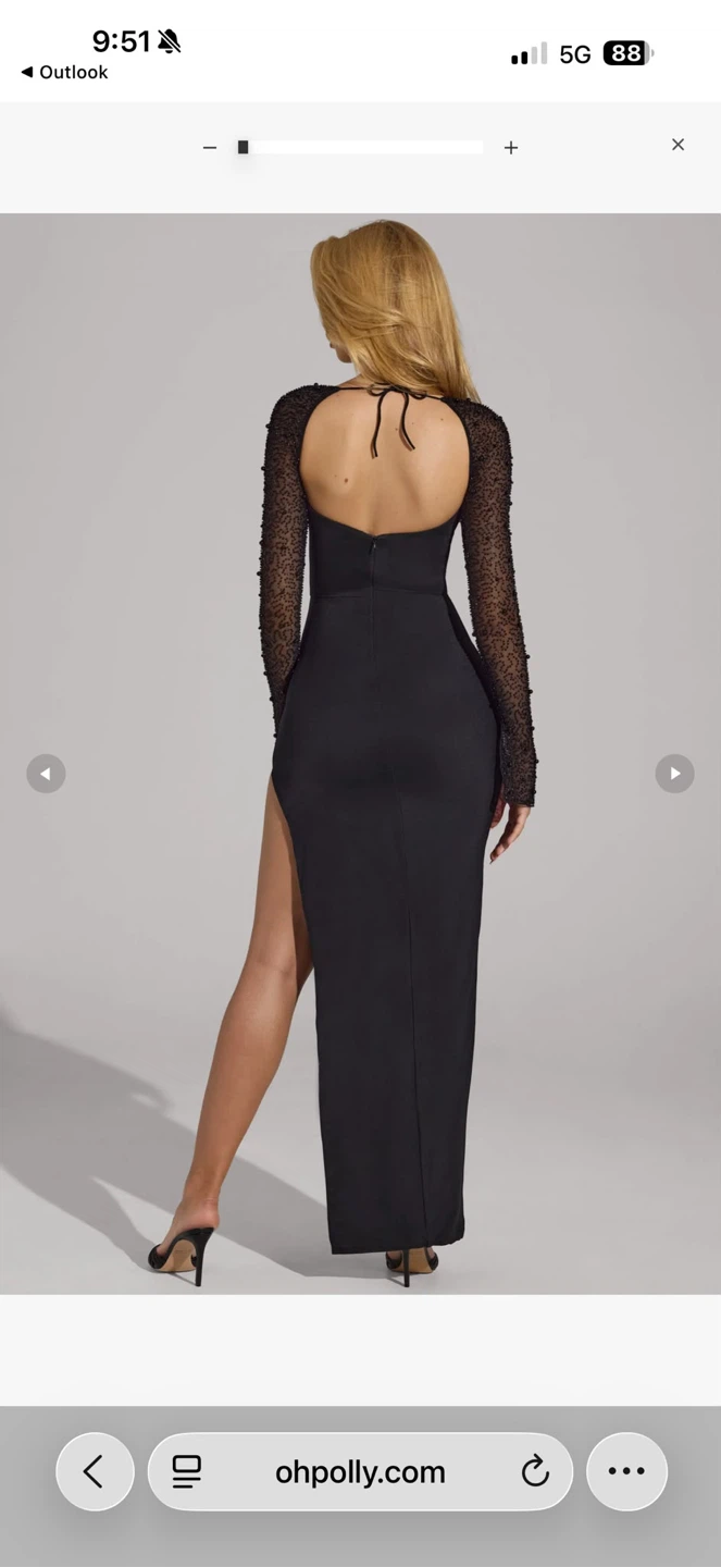 Oh Polly Black Embellished Sleeve Maxi Dress - photo 2