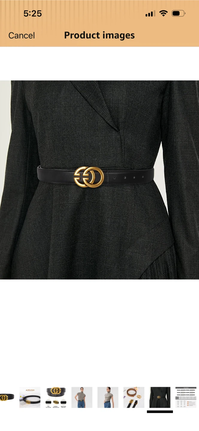 New- Black Leather Belt with Gold GG Buckle
