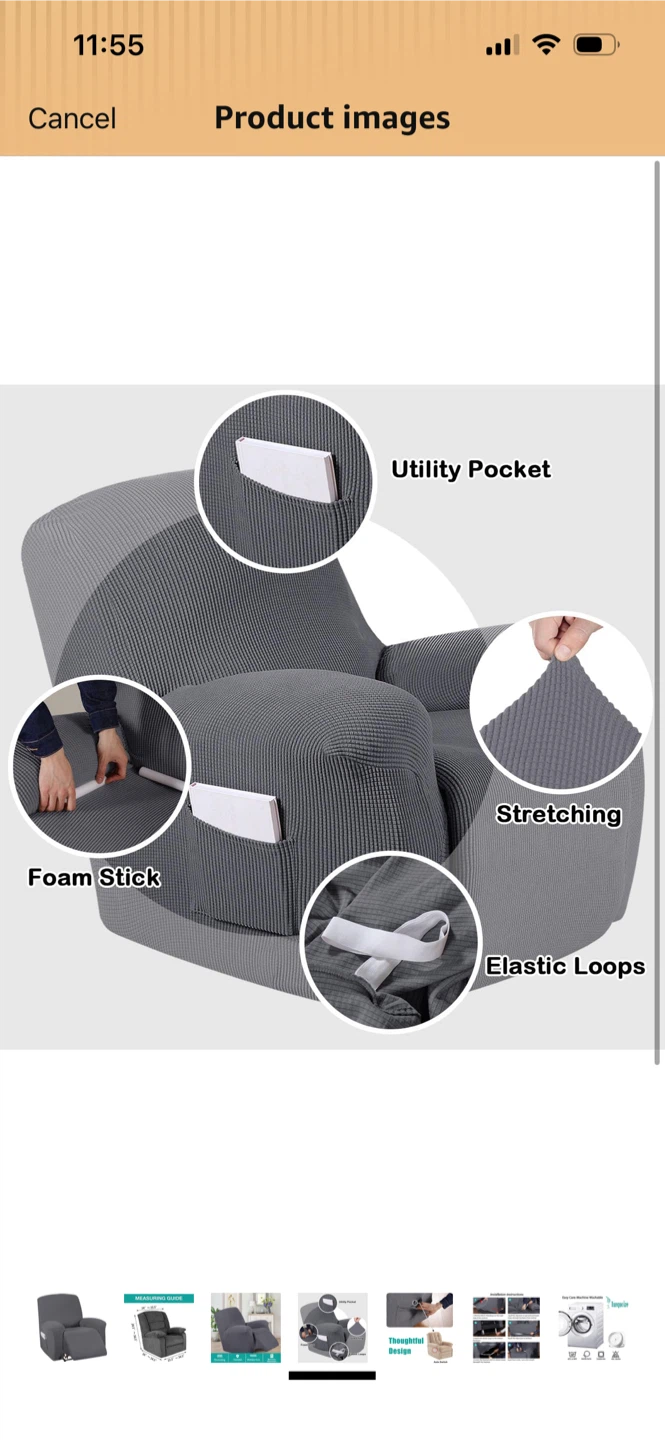 Brand New-Grey Recliner Chair Cover - photo 3