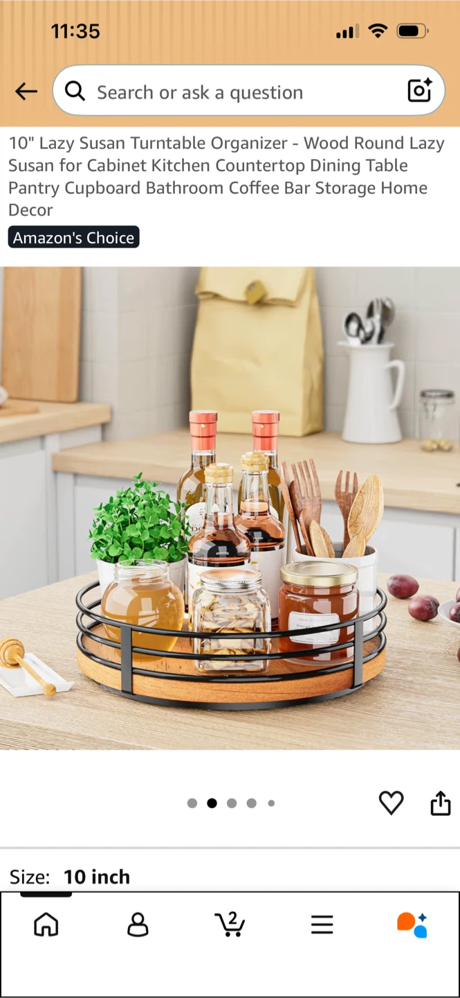 New 10" Wood Lazy Susan Turntable Organizer - photo 2