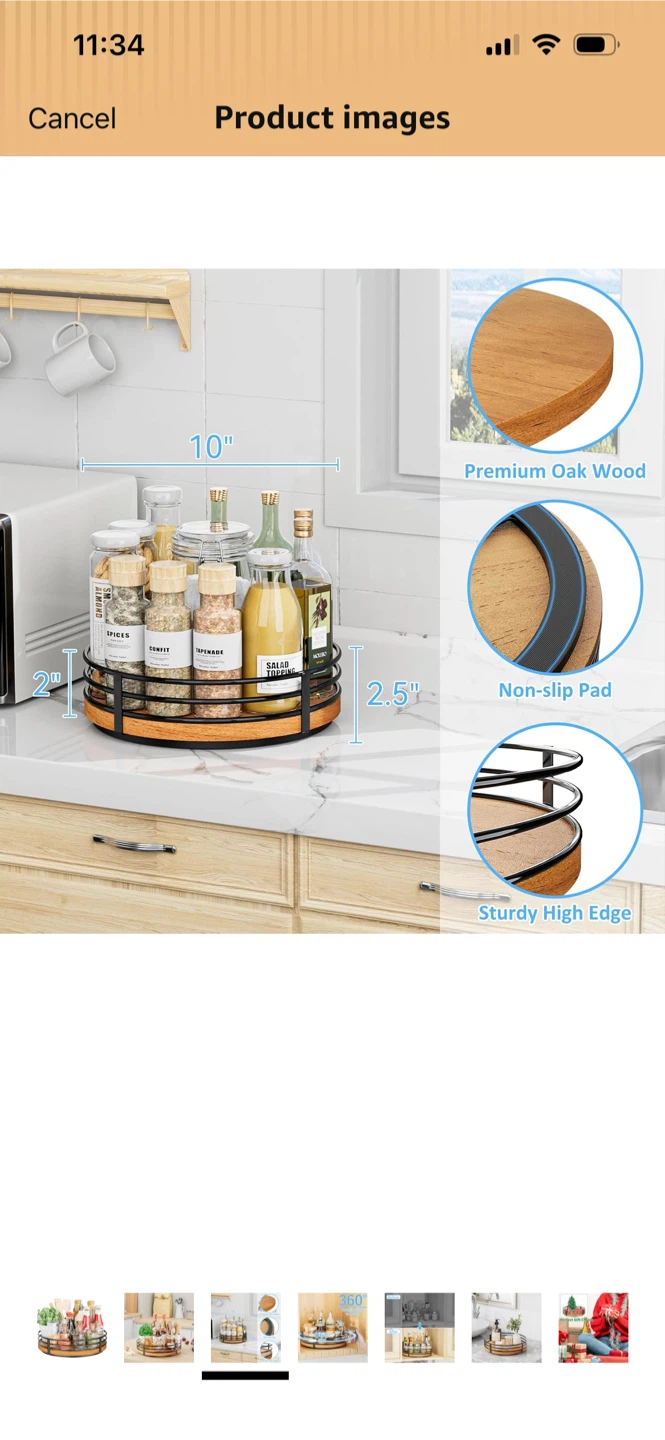 New 10" Wood Lazy Susan Turntable Organizer - photo 4